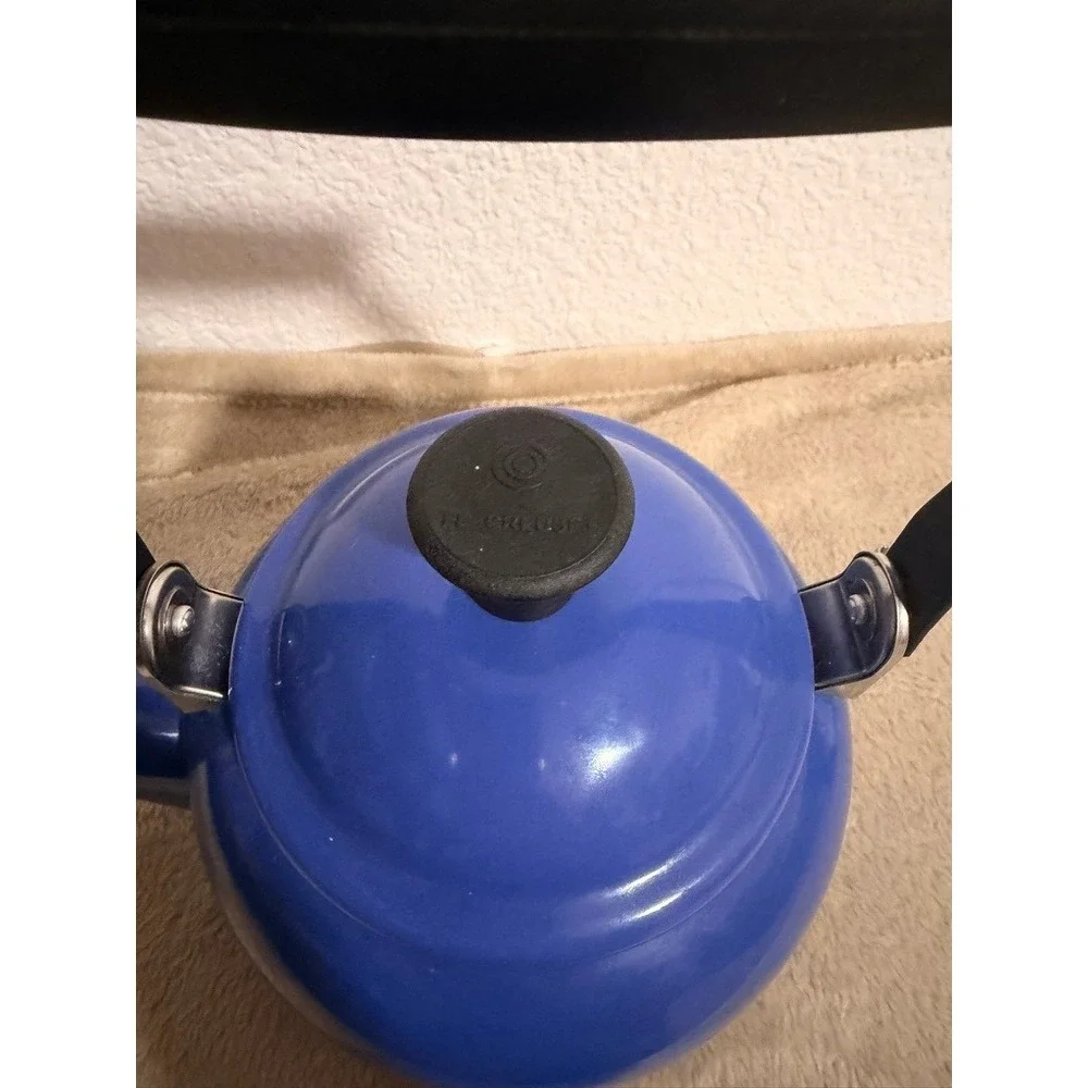 Le Creuset Demi Tea Kettle Cobalt Blue Enamel on Steel 1.25 Qt Stovetop Whistle